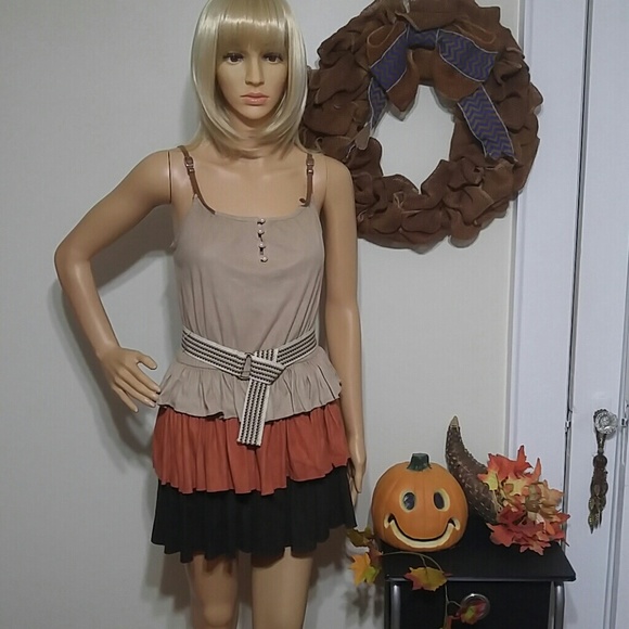 Chesley sueded candy corn ruffle mini dress size medium